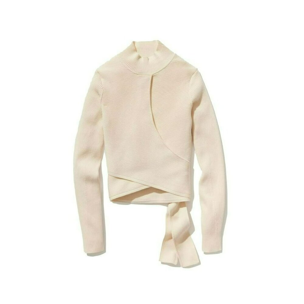 Athleta x Alicia Keys Chandail Wrap Sweater 3X Plus Ivory Cream Ribbed Knit NWT